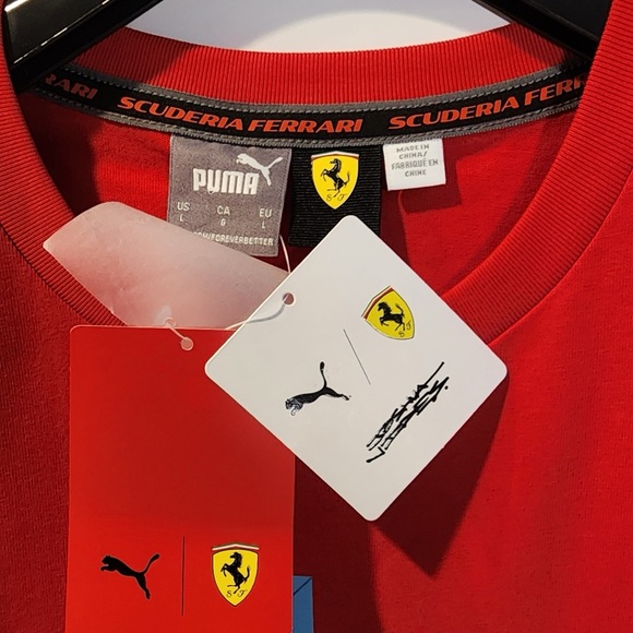Puma Ferrari x Joshua Vides Graphic Cotton Crew Neck Short Sleeve TShirt Red szL - Picture 9 of 15